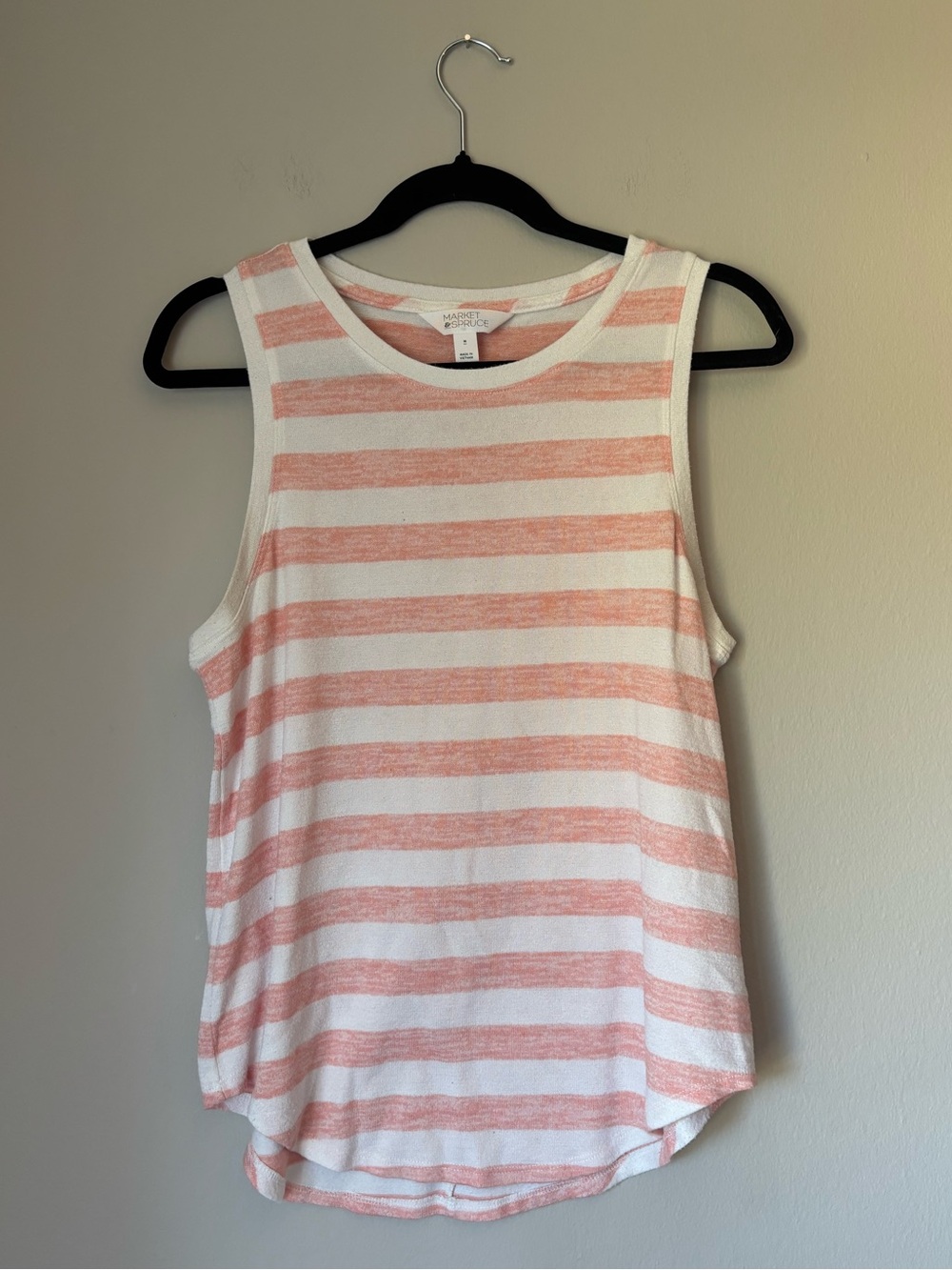 Market & Spruce Coral and White Striped Sleeveless Tank